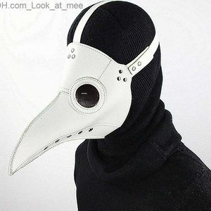 Party Masks Funny Medieval Steampunk Plague Doctor Bird Mask Latex Punk Cosplay Masks Beak Adult Halloween Event Cosplay Props White Black Q231007