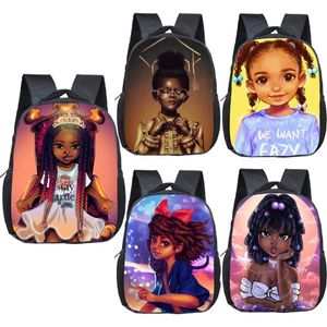 Desenhos animados afro menina com coroa mochila crianças sacos de escola preto meninas boobag crianças jardim de infância mochila bebê criança saco presente 2012422