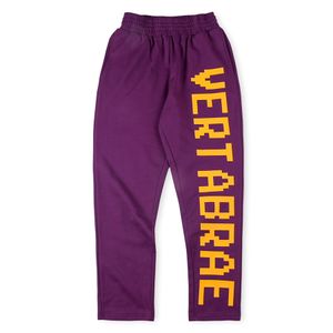 Pantaloni viola vertabrae lettera stampapants uomini donne tessuto pesante tessuto joggers unisex joggers che corse i pantaloni lettera ptint