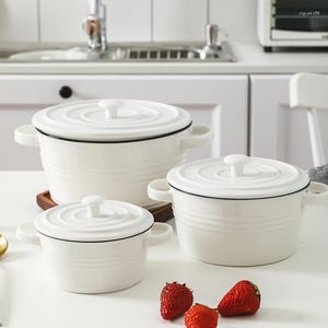 Tigelas de alta qualidade estilo nórdico 3 pcs conjunto stockpot cerâmica porcelana cozinhar panela de sopa feita panelas de cozinha