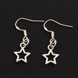 Small Open Star Dangle Chandelier Earrings 925 Silver Fish Ear Hook 50pairs lot E138 9 8x26 5mm251j