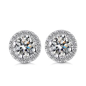 9K 14K 18Kゴールドスタッドラウンドシェイプグループ設定D FカラーVVS Clarity Moissanite Stone Earing Beautiful Forever227Z