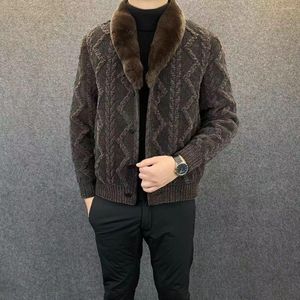 Herrtröjor Autumn Winter Cardigan tröja män tål ulltjockd varm casual modekläder