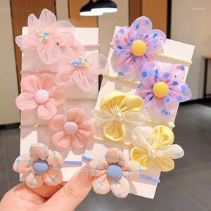 Hair Accessories 10Pcs Baby Girl Cute Flower Elastic Bands Ponytail Holder Children Soft Scrunchies Rubber Kids Ties