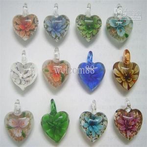 10 Stück viel mehrfarbige Herz-Murano-Lampwork-Glasanhänger für DIY-Handwerk, Modeschmuck, Geschenk, PG01333m