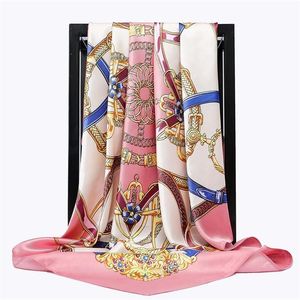 Scarves For Women Print Twil Hair Neck Square Silk Scarf Office Ladies Shawl Bandana 90X90CM Muslim Hijab Handkerchief Korean212V