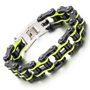 Nero Verde Arancione Argento Blu Uomo Donna Bracciale a catena da bici Acciaio inossidabile Biker Bicicletta Catena a maglie per moto Punk Pesante Gioiellor181o