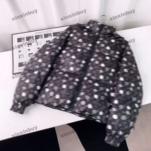 Xinxinbuy Men Designer Coat Down Stacket Dots Letter Printible Pocket Long Sleeve Women Gray Black Brown M-3XL