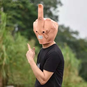 Maski imprezowe Middle Finger Halloween Full Head Mask Scary Costume Party Cosplay Horror Funny Props Akcesoria Q231009