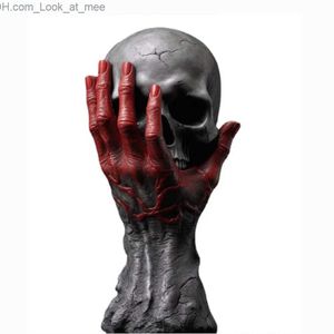 Party Masks Gothic Hand resting on skull Resin Figurine Ornament Berserk Hand of God Crafts Sculpture for Halloween Home Decoration Q231007