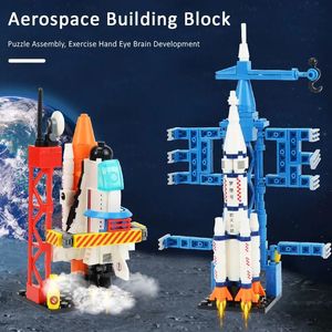 Christmas Toy Supplies Aviation Spaceport Model Space Shuttle Rocket Center Construction Building Blocks Spaceship Kids Bricks Creative Toys 231007