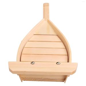 Ciotole 42X17X7.5Cm Cucina giapponese Sushi Boats Strumenti Legno fatto a mano Semplice nave Sashimi Piatti freddi assortiti Stoviglie Bar