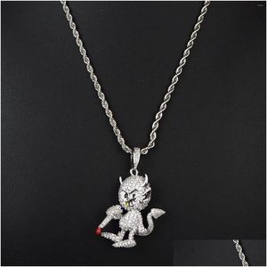 Pendant Necklaces European And American Hip-Hop Mens Necklace Mouse Micro-Zircon Plated Copper Jewelry Drop Delivery Pendants Otjf4