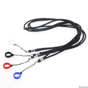 Cordão clipes colar corda pescoço couro pu corda corrente cinta com 13mm anel de silicone para coco novo zero ego pod bateria plana dhl