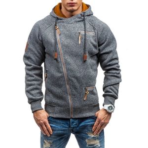 Mens Hoodies Moletons Mens Casual Moda Hoodies Outono Inverno Mens Oblique Zipper Sports Moletons Outwear com Capuz Tops Plus Size 231007