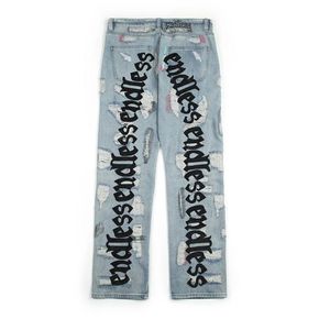 Streetwear Jeans Hip Hop Denim Hohe Qualität Hosen Frauen Jeans Alte Loch Jeans Broken Endless Männer 210320313M