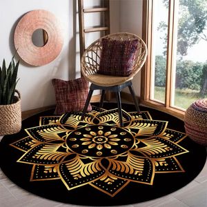 Carpets Retro Round Carpet Chinese Pattern Bedroom Carpet Living Room Tea Table Carpet 3D Art Floor Mat Hanging Basket Foot Mat 231006