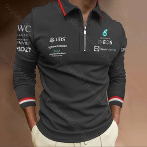 Efnj Men's Polos Zippered Long Sleeved Polo High-end Clothing for Racing Enthusiasts Team F1 Formula One New Spring