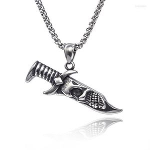 Pingente colares punk aço inoxidável corrente demon punhal colar para homens vintage crânio faca charme masculino jóias presente bijoux heal306y