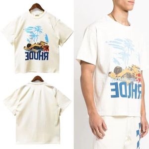 Krótkie rękawowe T-koszulka Rhude Designer Pure Cotton Tees Street Fashion Casual Para Dopasowanie krótkiego rękawów