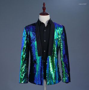 Men's Suits Two-tone Turn Sequin Men Clothes Designs Stage Costumes For Singers Jacket Mens Blazer Dance Star Style Fashion0 Dress