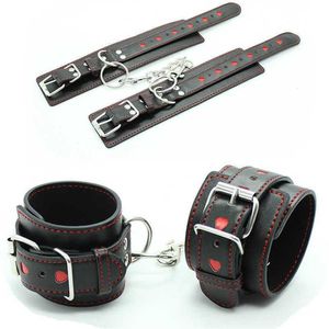 sex toys for couples BDSM Bondage Womens Lingerie Pu Leather Sexy Handcuffs Black Hollow Love Restraints Foot Cuffs Sex Toys for Couples Erotic