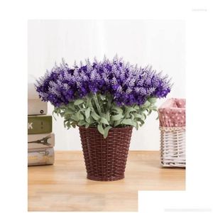 Decorative Flowers Wreaths 1Pc 10Heads Romantic Lavender Silk Artificial Bouquet For Home Decoration Drop Delivery Garden Festive Part Dhnzi