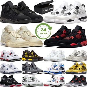 con scatola 4s uomo donna 4 scarpe da basket Black Cat Pine Green University Blue Red Thunder Sail Infrared Cool Grey mens trainer