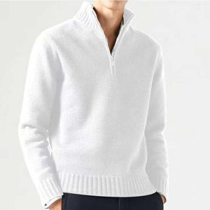 Men's Sweaters Autumn Fashion Half Zipped Solid Colours Warm Knitted Sweater Casual Loose Long Sleeve Large Size Pullover