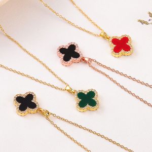 Moda Classic 4/2 Folhas Colar Colar Chain Chaker Garda de ouro Batida de dois lados para mulheres Mães de casamento Mães do dia do dia Titanium Jeia de aço Presente de Natal