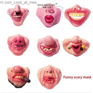 Party Masks Adult Face masks Clown Latex Mask Joy Cosplay Props Humorous Elastic Band Half Face Halloween Party Mask Funny Scary Performance Q231007