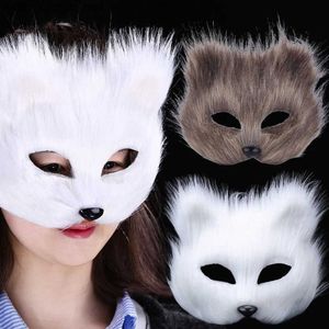 Parti Maskeleri Furry Fox Maskeleri Yarı Yüz Göz Maskesi Cosplay Props Cadılar Bayramı Noel Karnavalı Parti Hayvan Cosplay Maske Kostüm Aksesuarları Q231009