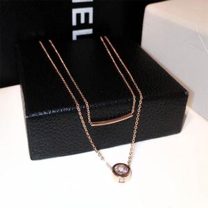 Pendants 14K Real Gold Double Layer Temperament Noble Super Dazzling Zircon Necklace Banquet Party Matching Accessories Ladies Pendant