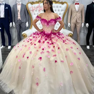 Veralove Quinceanera sukienki suknia balowa z narzędzia Kwiaty Słodka 16 sukienka imprezy kwiatowy vestidos de 15 anos