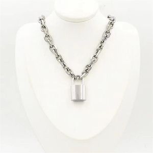 2021 Lyxdesigner halsbandsmycken guldhalsband för kvinnor trendiga titanstål kärlekslåshuvud Mens mode tjocka kedja nr AL236D