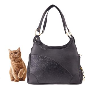 YUEXUAN Design-Einkaufstasche, elegante Geldbörse aus geprägtem Leder, Haustier-Tragetasche, Hunde-Tragetasche, Handtasche, Haustier-Einkaufstasche, Schwarz, für kleine Hunde, Katzen, Teddy, Pudel, Zwergspitz, Schwarz