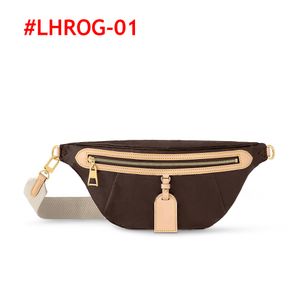 2023 Rise High Rise Bumbag Designer Saco de cintura Fanny Pack Brown Flor Original Qualidade original com caixas Bolsa de couro Crossbody Bolsa de couro Men 46784 #LHROG-01