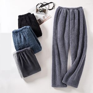 Homens sleepwear homens coral velo sleep bottoms casal flanela inverno quente macio pijama calças confortáveis calças loungewear