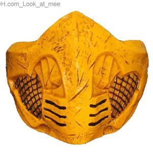 Party Masks Game Mortal Kombat 11 SCORPION Cosplay Mask Resin Made Yellow Color Scorpion Masks Halloween Cosplay Props in Carton Box Q231009