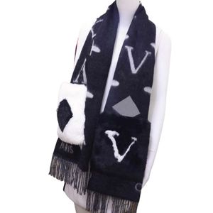 Designer Scarf V Top Quality Fashion Luxury Flower Letter Scarf With Tassels Pocket Winter Women Men Scarves Warm Woolen Black Khaki Shawl Wrap Grids