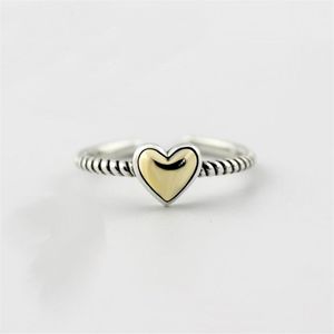 Anelli aperti originali in argento sterling 925 per le donne Love Heart Anello in metallo tono oro regolabile Gioielleria raffinata Intero YMR223248r