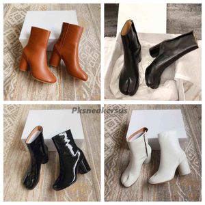 Toe Boot Women Split Ninja Tabi Boots Woman Leather Ankle Boot Brand Design Mm6 Hook And Loop Closure Typpe Heel Shoes s