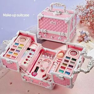 Beauty Fashion Kids Makeup Kit For Little Girls 49 PCS Washable Real With Cosmetic Cases Födelsedagspresenter 231007