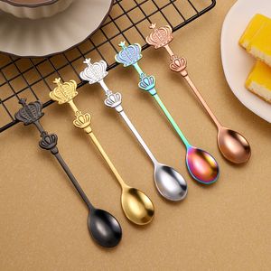 Stainless Steel Coffee Spoons Dessert Ice Cream Scoop Crown Tea Spoons Christmas Gifts Kitchen Tools Flatware Tableware