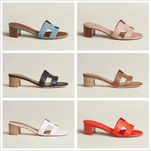 2023 neue Stile Damen Sandalen mit klobigem Absatz, Hausschuhe aus echtem Leder, Sommer-Klassiker-Schuhe, modische Strand-Gelee-Mädchen-Hausschuhe, Größe 35–42