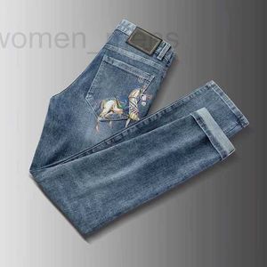 Calças de brim masculinas designer designer jeans paige moda luxo impresso novo magro pequeno pé casual calças retas zyau