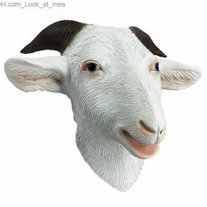 Party Masks Latex Goat Mask Antilope Sheep Farmyard Masks For Halloween Costume Party Rubber Full Head Animal Head Mask Q231007