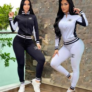 2 Tvådelar Set Top and Pants Women Tracksuit Casual Outfit Sport Suwomen Sweatsuits Klädstorlek S-2XL