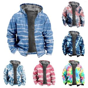 メンズジャケットフォールカジュアルジャケット男性秋と冬の印刷フード付きポケットジッパーとハイキングコート男性レディースとフード