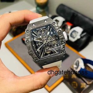 Richardmill Relógio Luxo Milles Watch Richards Mile Mens Fibra de Carbono Volante Mecânico Oco Personalidade Moda Atmosfera Fita Maré Tecnologia Brilho Ayw